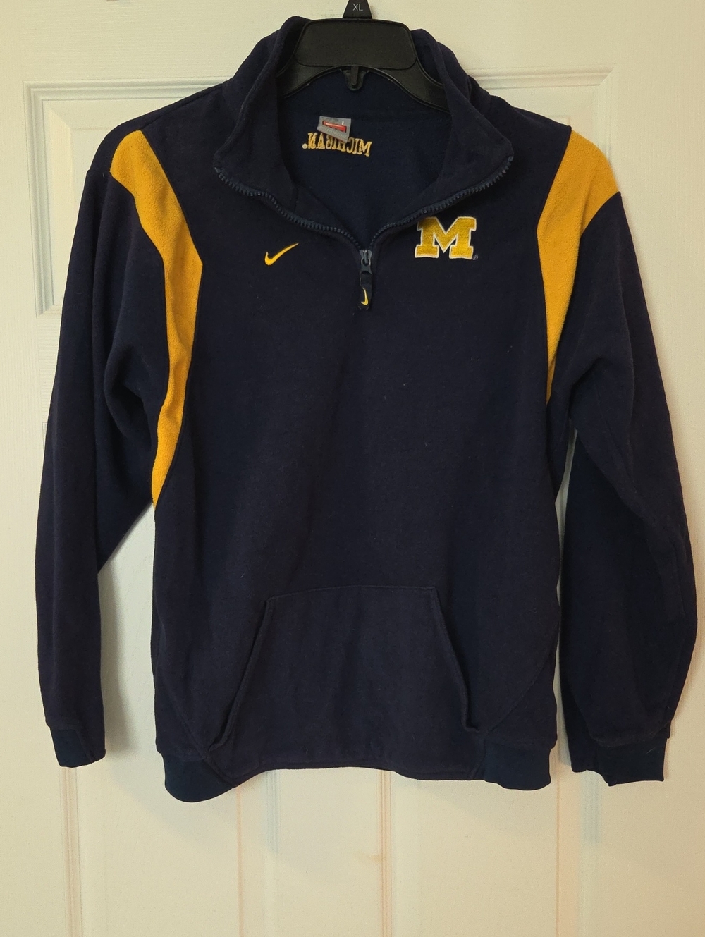 Nike- Sz.L Michigan University 1/4 Zip Fleece In Blue And Gold